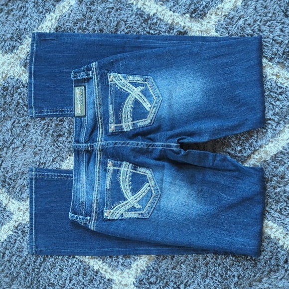 Grace in LA Denim - NWT Grace in L.A. Boot Cut Dark Denim Jean Embellished Rear Pockets Size 30